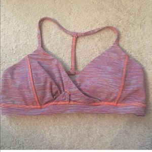 Lululemon Purple and Orange Mini Stripe Sports Bra